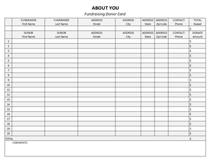 1-ABOUT YOU Fundraiser Donor Cards (Pack of 10)
